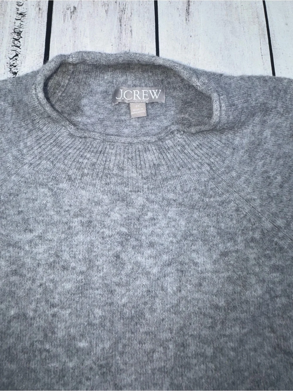 J. Crew Gray Mock Neck Pullover Sweater Womens Size 2X Knit Raglan Sleeve Cozy